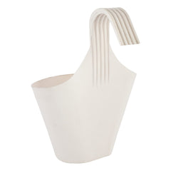 Kuber Industries Hanging Flower Pot|Single Hook Plant Container|Durable Plastic Glossy Finish Pots for Home|Balcony|Garden|9 Inch|Pack of 3 (White)