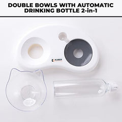 Kuber Industries Animal Feeding Plastic 2 in 1 Pet Bowls | Cat & Dog Bowl | Small/Medium Size Pet Feeding Bowl | Non-Toxic & 100% Safe for Pets (Pack of 1) | Grey