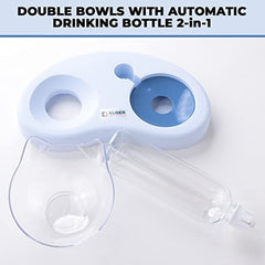 Kuber Industries 2-in-1 Cat & Dog Bowl Set With Replaceable Water Bottle|Automatic Refill Cat Bowl|Suitable For Small & Medium Pets|PT008B|Blue