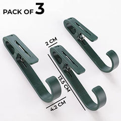 Kuber Industries Multipurpose Bar Hooks & Pins for Laundry, Kitchen, & Wardrobe|Superior Quality ABS|Durable, Strong Grip|Easy To Use|77024(g)|Pack of 3|Green