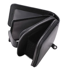 Kuber Industries Wallet for Women/Men | Card Holder for Men & Women | Leather Wallet for ID, Visiting Card, Business Card, ATM Card Holder | Slim Wallet | Zipper Closure, Black