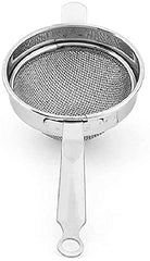 Heart Home Stainless Steel 15 cm Soup & Juice Strainer/Liquid Filter and 9 cm Tea Strainer CHalni Double Mesh Last Long (Silver)