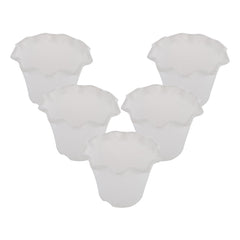 Kuber Industries Blossom Flower Pot|Durable Plastic Flower Pot|Gamla with Drain Holes for Home Décor|Balcony|Garden|8 Inch|Pack of 5 (White)