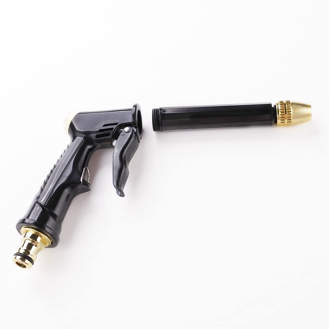 Kuber Industries Nozzle For Water Pipe|Non-Slip|Comfortable Grip|Multiple Spray Modes|Brass Nozzle Water Spray Gun For ?? Water Pipe|Ideal Pipe Nozzle For Car Wash,Gardening,& Other Uses|Black