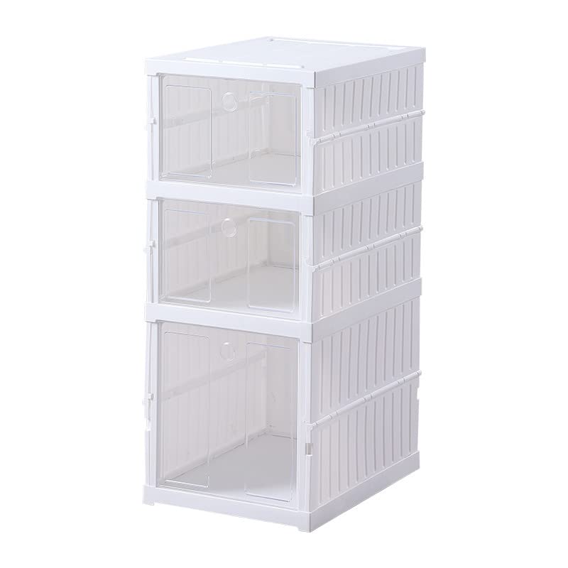Kuber Industries 3 Layer Shoe Box for Storage|Multi-Purpose Plastic Shoe Rack|Installation Free Shoe Organizer|White|