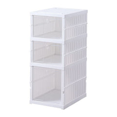 Kuber Industries 3 Layer Shoe Box for Storage|Multi-Purpose Plastic Shoe Rack|Installation Free Shoe Organizer|White|