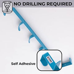 Kuber Industries 5-Level Cloth Hanger|Multipurpose Cloth & Towel Holder|Iron Spray Material|Easy Installation|Interchangeable Over The Door Towel Holder|ZT-3115(B) Pack of 8|Blue