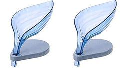 Kuber Industries Set of 2 Leaf Shaped Soap Dish Holder | Self Draining Soap Dish Suction Holder|Soap Tray/Holder/Case for Shower, Bathroom, Kitchen I Designer Soap Tray