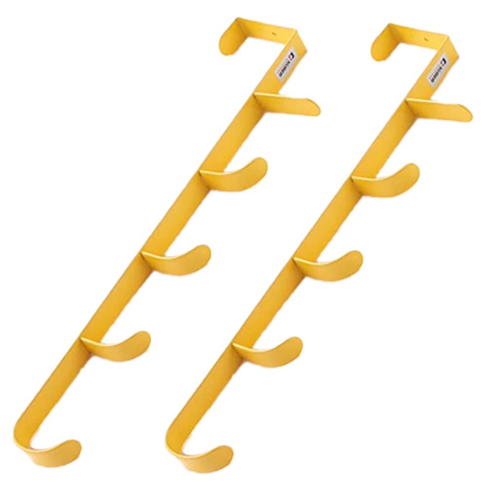 Kuber Industries 5-Level Cloth Hanger | Multipurpose Cloth & Towel Holder|Iron Spray Material|Easy Installation|Interchangeable Over The Door Towel Holder | Yellow