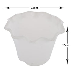 Heart Home Blossom Flower Pot|Durable Plastic Flower Pot|Gamla with Drain Holes for Home Décor|Balcony|Garden|8 Inch|Pack of 5 (White)