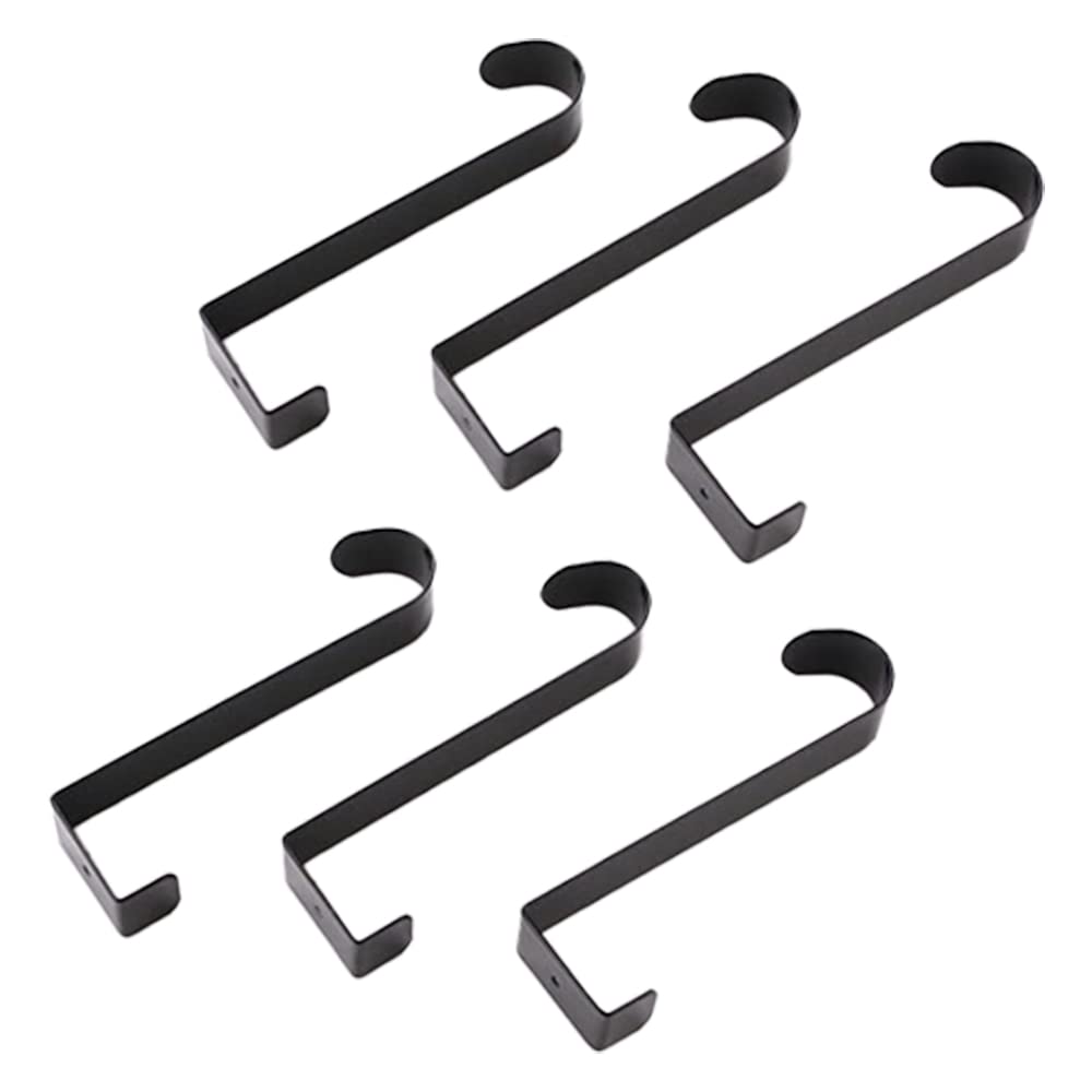 Kuber Industries Cloth Hanger|Wall Mounted Towel Hanger|Multipurpose Cloth & Towel Holder|Iron Spray Material|Easy Installation|Interchangeable Over The Door Hook| Pack of 6 |Black