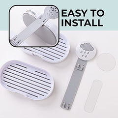 Kuber Industries Two Tier Hanging Soap Case|Self Adheshive & Easy to Install|Waterproof Drainage Design|Space Optimizing|Multi Utility Sink Organizers|CM02|Set of 2|White