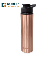 Kuber Industries Copper Water Bottle with Sipper 750ml| Leak Proof Sipper Bottle|Designer 100% Pure Copper Bottle | Copper Bottle For Home, Office, Kids (Pack of 1)