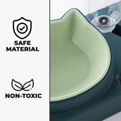 Kuber Industries Animal Feeding Plastic 2 in 1 Pet Bowls | Cat & Dog Bowl | Small/Medium Size Pet Feeding Bowl | Non-Toxic & 100% Safe for Pets (Pack of 1) | Green