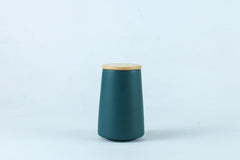 Heart Home Ceramic Jar | Food Storage Jar | Kitchen Storage Jar | Round Jar for Home | Sugar Storage Jar | Airtight Bamboo Lid | YX04-3-GN | 3 Piece Set | 500 | 700 | 850 ML | Green