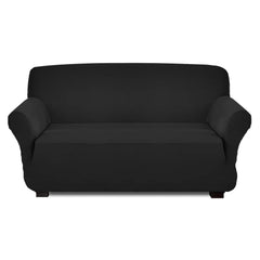 Heart Home Stretchable, Non-Slip Polyster 1 & 3 Seater Sofa Cover/Slipcover/Protector Set with Foam Stick, Set of 2 (Black)-50HH01443, Standard