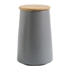 Urbane Home Ceramic Jar | Food Storage Jar | Kitchen Storage Jar | Round Jar for Home | Sugar Storage Jar | Airtight Bamboo Lid | YX03-L-GY | 850 ML | Gray