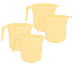 Heart Home Small Plastic Bathroom Mug, 1 Litre- Pack of 4 (Cream)-50HH0799