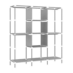 Homestic Foldable Wardrobe for Clothes|Non Woven 2 Door Portable Clothes Rack|6 Shelves Almirah for Clothes (Purple)