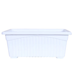 Kuber Industries Rectangular Jupiter Plastic Window Pot|Flower Planter for Home & Balcony,Garden 14 Inches Pack of 5 (White)