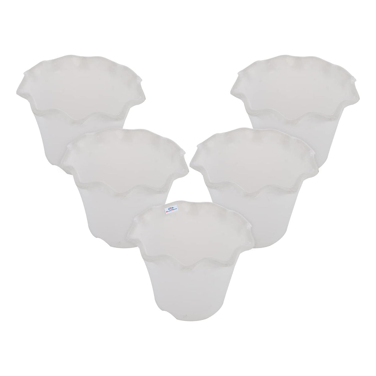 Heart Home Blossom Flower Pot|Durable Plastic Flower Pots|Planters for Home Décor|Garden|Living Room|Balcony|Pack of 5 (White)