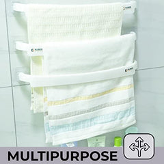 Kuber Industries Towel Hanger for Bathroom|Wall Mounted Cloth Hanger|Multipurpose Cloth & Napkin Holder|Premium PP Material|Self-Adhesive DIY Installation|Pack of 3|White