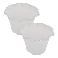Heart Home Blossom Flower Pot|Durable Plastic Flower Pots|Planters for Home Décor|Garden|Living Room|Balcony|Pack of 2 (White)
