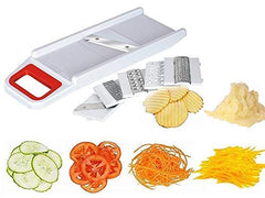 Kuber Industries Plastic 6 in 1 Kitchen Chopper Premium Vegetable and Fruit/Chips, Potato Slicer Maker Multipurpose (White) -CTKTC038139