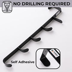 Kuber Industries 5-Level Cloth Hanger|Multipurpose Cloth & Towel Holder|Iron Spray Material|Easy Installation|Interchangeable Over The Door Towel Holder|ZT-3115|Pack of 1|Black