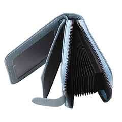 Kuber Industries Wallet for Women/Men | Card Holder for Men & Women | Leather Wallet for ID, Visiting Card, Business Card, ATM Card Holder | Slim Wallet | Zipper Closure, Blue