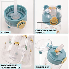 Heart Home Sipper Bottle with Straw for Kids | Teddy Tumbler Sipper Cup I Cute Water Bottle with Lid (Transparent)