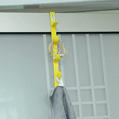 Kuber Industries 5-Level Cloth Hanger|Multipurpose Cloth & Towel Holder|Iron Spray Material|Easy Installation|Interchangeable Over The Door Towel Holder|ZT-3115(Y) Pack of 3|Yellow