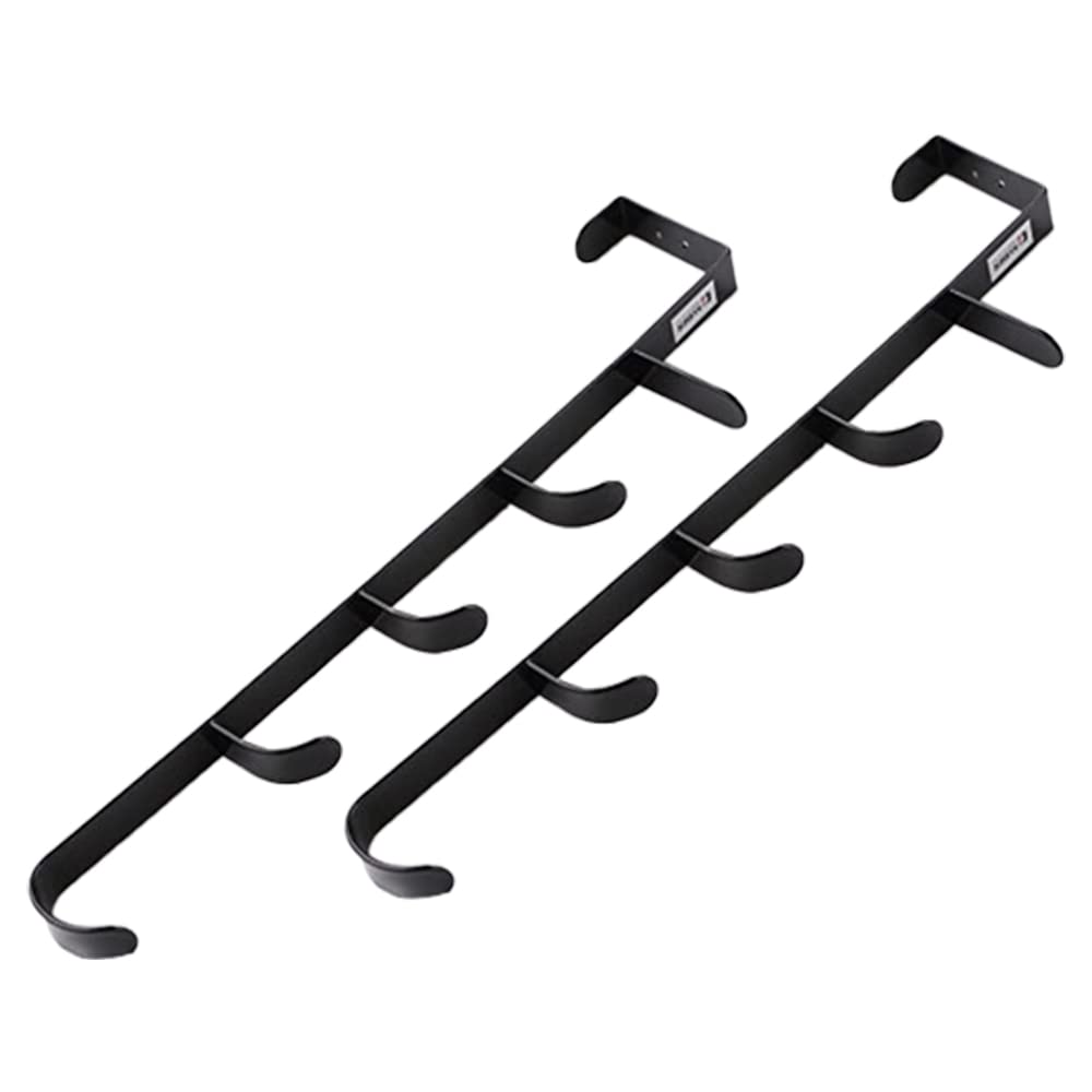 Kuber Industries 5-Level Cloth Hanger| Pack of 2 | Multipurpose Cloth & Towel Holder| Iron Spray Material | Easy Installation|Interchangeable Over The Door Towel Holder | Black