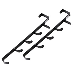 Kuber Industries 5-Level Cloth Hanger| Pack of 2 | Multipurpose Cloth & Towel Holder| Iron Spray Material | Easy Installation|Interchangeable Over The Door Towel Holder | Black