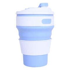 Kuber Industries Collapsible Coffee Cup|Silicone Portable Travel Coffee Mug|Camping Cup with Lid for Travel,Hiking Outdoors,350 ML,Pack of 2 (Sky Blue)