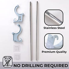 Kuber Industries Towel Hanger for Bathroom|Wall Mounted Cloth Hanger|Multipurpose Cloth & Napkin Holder|Stainless Steel & PP|Self-Adhesive DIY Installation|Bathroom & Kitchen Organizer|FJ-07|Grey