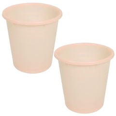 Kuber Industries Plastic Dustbin|Portable Garbage Basket & Round Trash Can for Home,Kitchen,Office,College,7 Ltr,Pack of 2 (Cream)