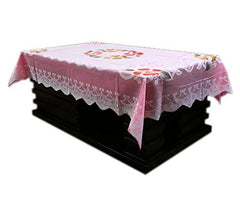 Kuber Industries Cloth Net Center Table Cover|Size 152 x 102 x 1 CM (Pink) Rectangular,Cotton,Standard