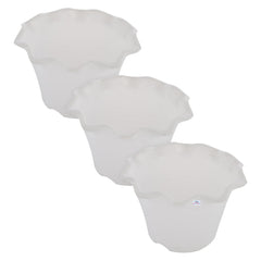 Heart Home Blossom Flower Pot|Durable Plastic Flower Pots|Planters for Home Décor|Garden|Living Room|Balcony|Pack of 3 (White)