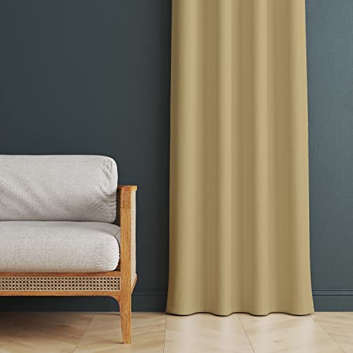 Kuber Industries 100% Room Darkening Black Out Curtain I 7 Feet Door Curtain I Insulated Heavy Polyester Solid Curtain|Drapes with 8 Eyelet for Home & Office (Gold)