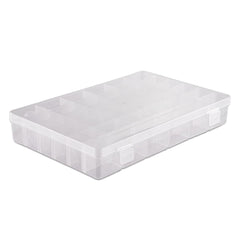 Kuber Industries Beads Storage Box|36 Slots Plastic Adjustable Dividers Storage Organizer for Glitters|Thread Reels|Medicine Pills (Transparent)