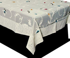 Kuber Industries Leaf Design Cotton 4 Seater Center Table Cover - Cream - CTKTC22315