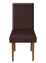 Heart Home Leaf Printed Polyester Stretchable Elastic Dining Chair Cover/Seat Slipcover/Seat Protector- Pack of 6 (Brown)-50HH01006