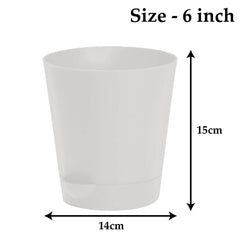 Heart Home Plastic Titan Pot|Garden Container for Plants & Flowers|Self-Watering Pot with Drainage Holes,6 Inch (White)