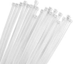 Kuber Industries 250 MM Self Locking Cable Ties|Heavy Duty Nylon Zip Ties|Wire With 49 Pounds Tensile Strength|Pack of 100 (White)