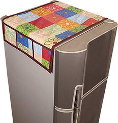 Kuber Industries Cloth 3 Pieces Fridge Mat, 1 Piece Handle Cover and 1 Pieces Fridge Top Cover (Multi)-CTKTC2745, Standard