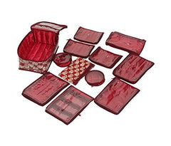 Kuber Industries Brocade Jewellery Kit, Maroon (KI032076)