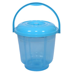 Kuber Industries Colorful Homeware Bucket| Plastic Bucket|Transparent Bucket with Lid & Handle for Bathroom,Home Use,13 Litre (Sky Blue)