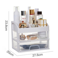 Kuber Industries 2 Layer Cabinet Drawer Box|Desktop Storage Box|Multi Drawer Storage Organizer| White