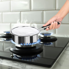 Kuber Industries Stainless Steel Sauce Pan Set for Kitchen | Stainless Steel, Wobble Free Base & Insulated Handles | Glossy, Easy to Clean & Durable | Milk & Tea Pan Set of 3 - Assorted